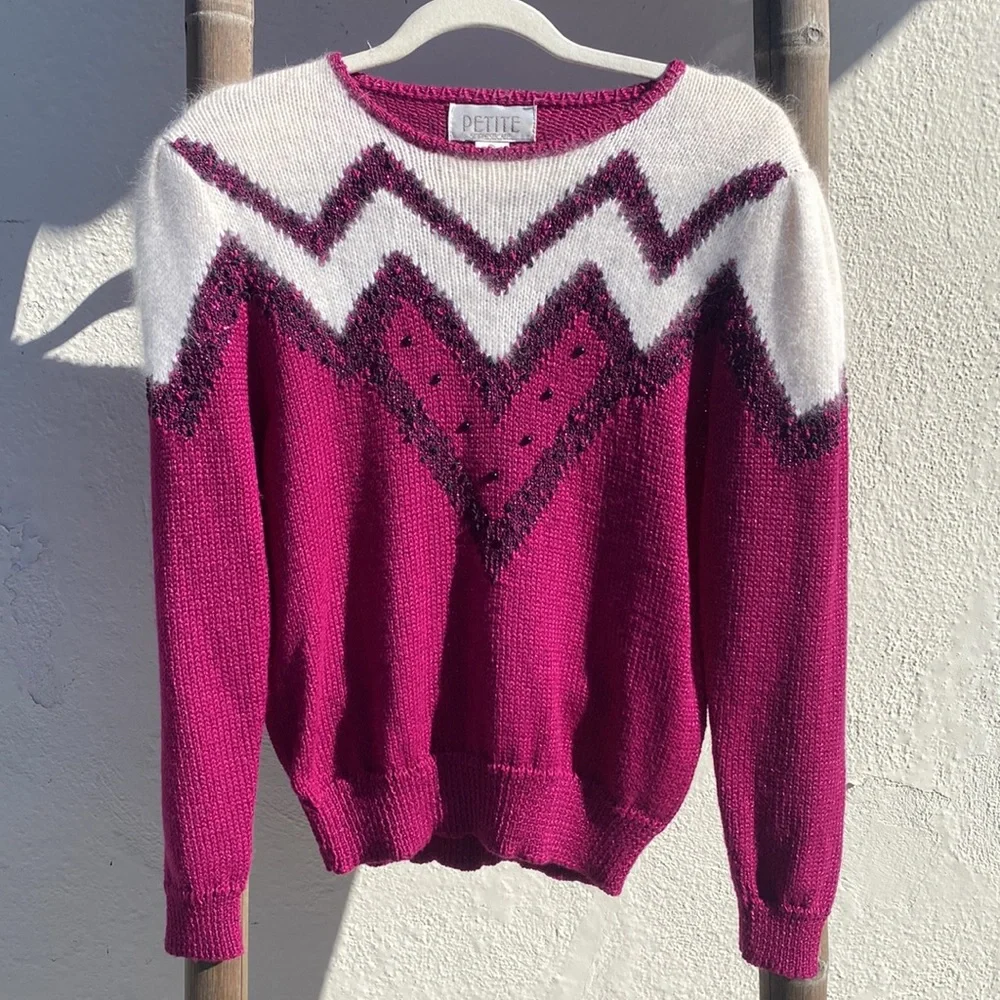 Vintage Knit Pullover Sweater with Beads - Picture 3 of 12